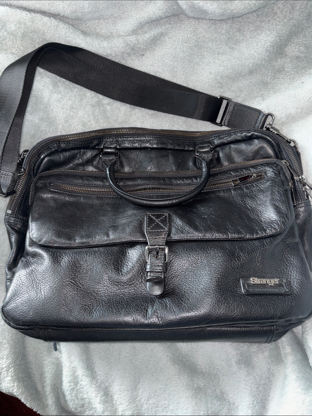 Stranger Black Full Grain Leather Laptop Bag